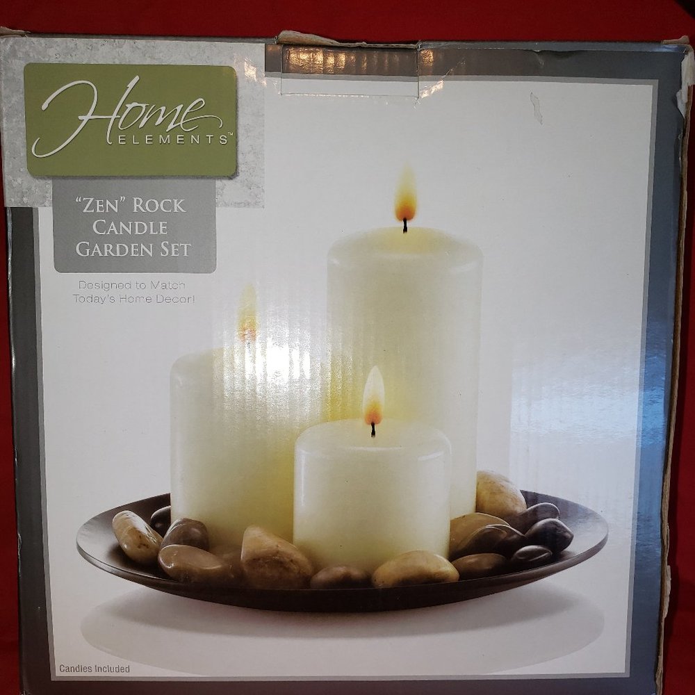 FINAL ⬇️ HOME ELEMENTS ZEN ROCK CANDLE GARDEN SET
